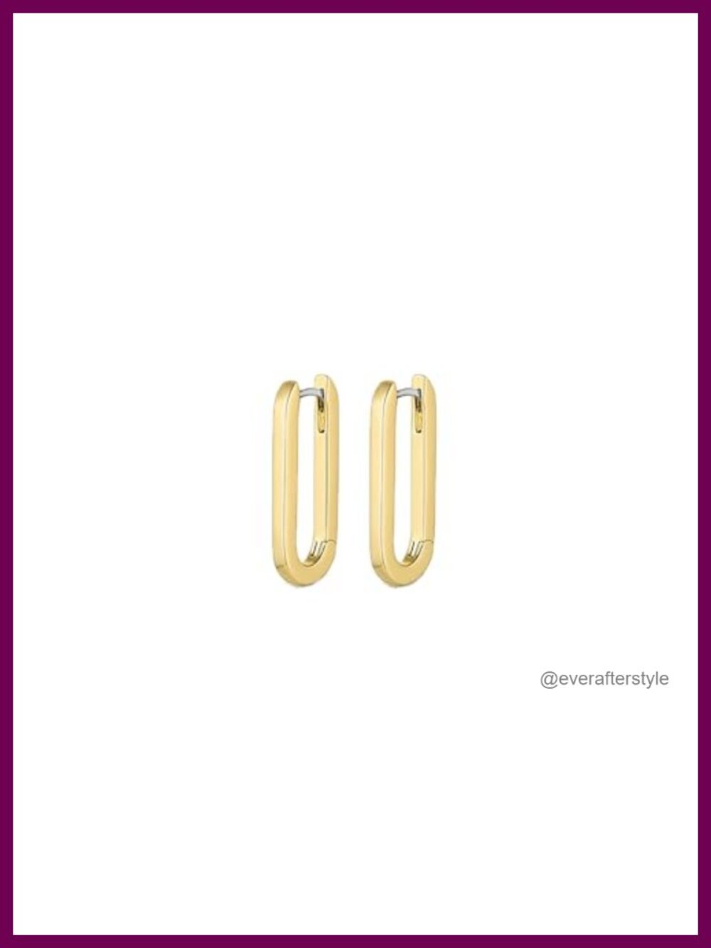 18k Gold Plated Paperclip Huggie Hoop Earrings Surgical Steel Post 7/8" Drop